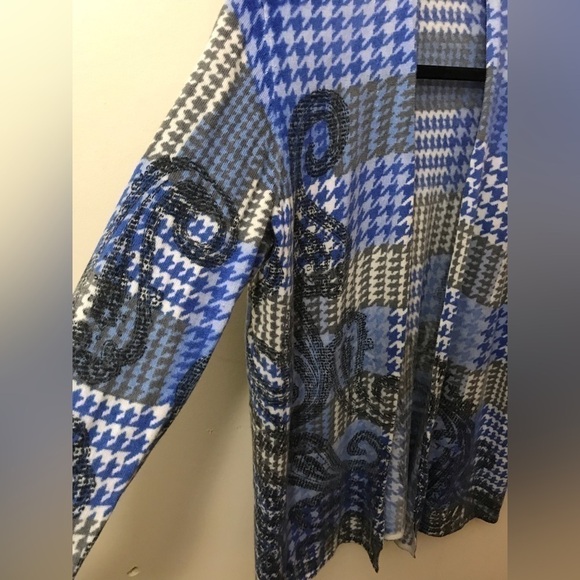 Talbots Womens Pure Merino Wool Houndstooth Paisley Print Open Cardigan Size M - Picture 8 of 15